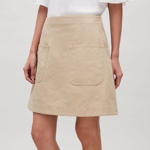 COS A-line Tan Cotton skirt with front pockets